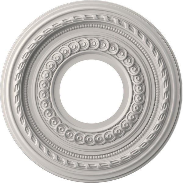 Ekena Millwork Cole PVC Medallion (Canopies up to 4 1/4"), 10"OD x 3 1/2"ID x 3/4"P, UltraCover Satin Blossom White CMP10COGBW - main